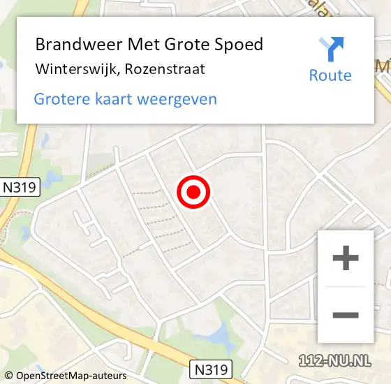 Locatie op kaart van de 112 melding: Brandweer Met Grote Spoed Naar Winterswijk, Rozenstraat op 23 juni 2017 09:04