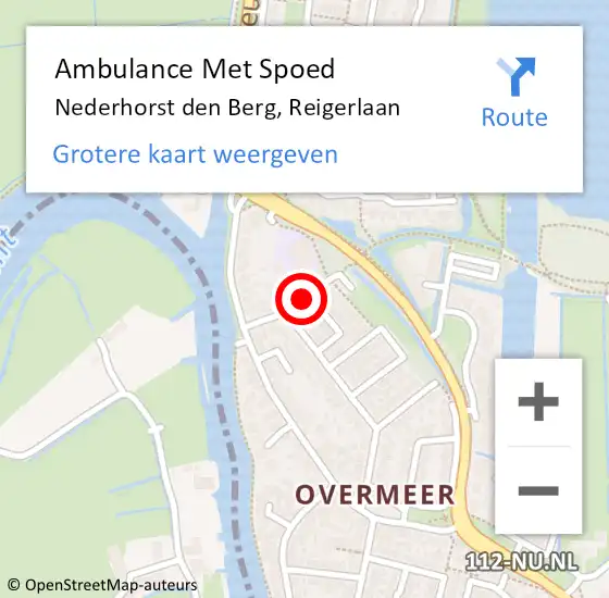 Locatie op kaart van de 112 melding: Ambulance Met Spoed Naar Nederhorst den Berg, Reigerlaan op 24 januari 2014 17:41