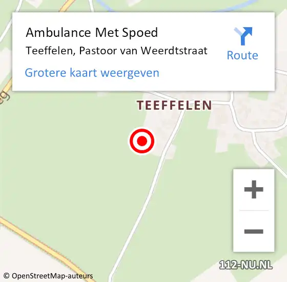Locatie op kaart van de 112 melding: Ambulance Met Spoed Naar Teeffelen, Pastoor van Weerdtstraat op 23 juni 2017 10:12