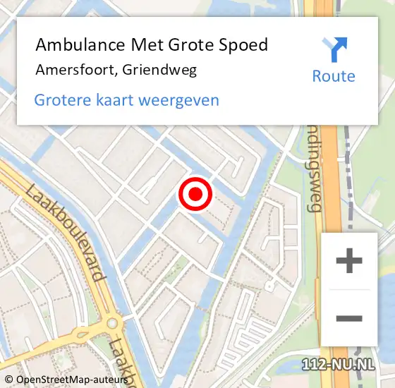 Locatie op kaart van de 112 melding: Ambulance Met Grote Spoed Naar Amersfoort, Griendweg op 23 juni 2017 10:37