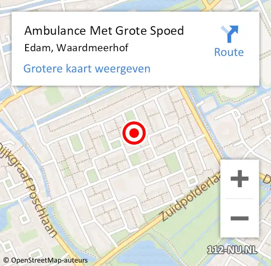 Locatie op kaart van de 112 melding: Ambulance Met Grote Spoed Naar Edam, Waardmeerhof op 23 juni 2017 11:10