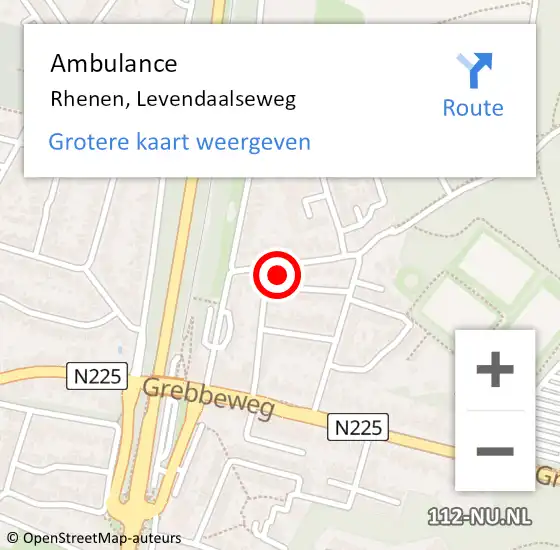 Locatie op kaart van de 112 melding: Ambulance Rhenen, Levendaalseweg op 23 juni 2017 11:21