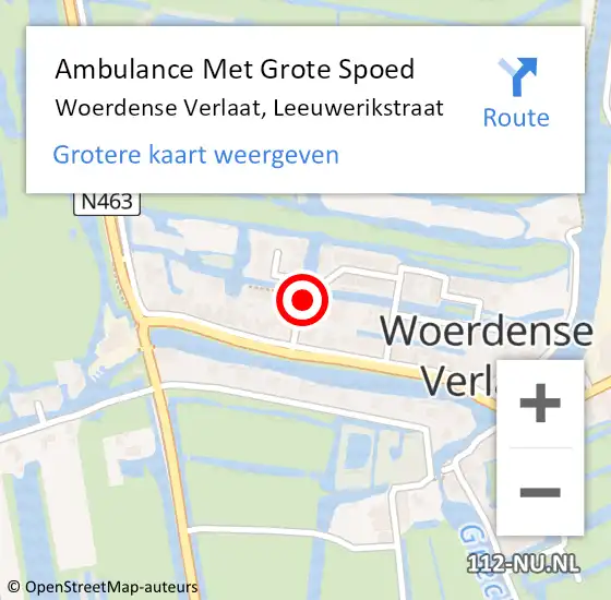 Locatie op kaart van de 112 melding: Ambulance Met Grote Spoed Naar Woerdense Verlaat, Leeuwerikstraat op 23 juni 2017 11:38