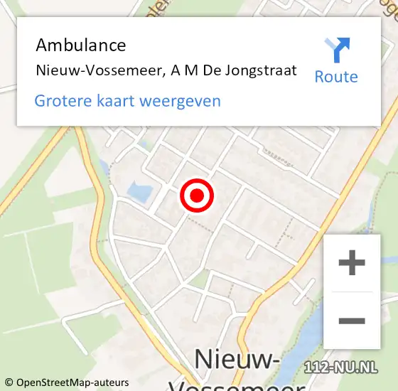 Locatie op kaart van de 112 melding: Ambulance Nieuw-Vossemeer, A M De Jongstraat op 23 juni 2017 11:47