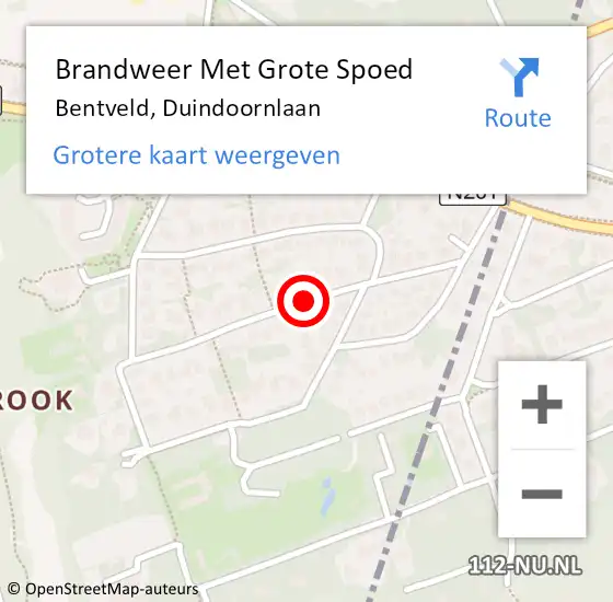 Locatie op kaart van de 112 melding: Brandweer Met Grote Spoed Naar Bentveld, Duindoornlaan op 23 juni 2017 11:53