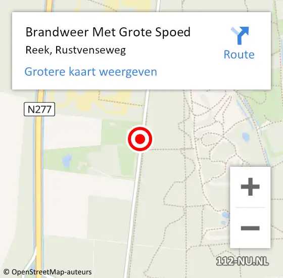 Locatie op kaart van de 112 melding: Brandweer Met Grote Spoed Naar Reek, Rustvenseweg op 23 juni 2017 12:04