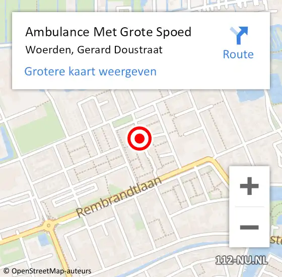 Locatie op kaart van de 112 melding: Ambulance Met Grote Spoed Naar Woerden, Gerard Doustraat op 23 juni 2017 12:12