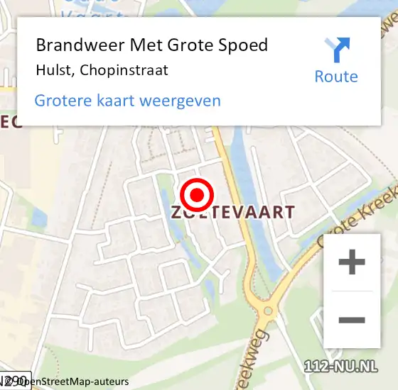 Locatie op kaart van de 112 melding: Brandweer Met Grote Spoed Naar Hulst, Chopinstraat op 23 juni 2017 12:30