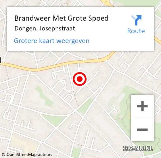 Locatie op kaart van de 112 melding: Brandweer Met Grote Spoed Naar Dongen, Josephstraat op 23 juni 2017 12:33