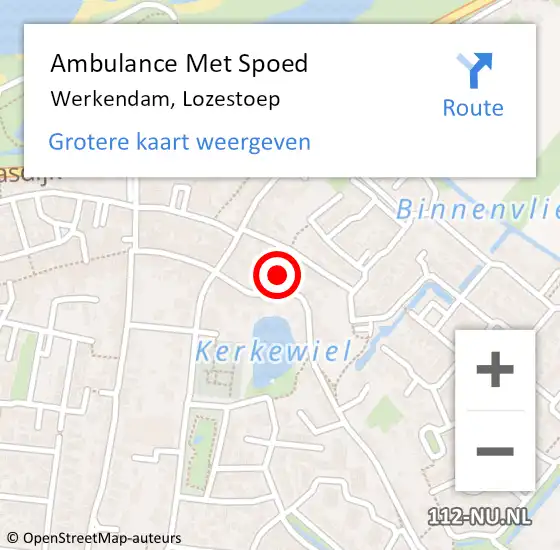 Locatie op kaart van de 112 melding: Ambulance Met Spoed Naar Werkendam, Lozestoep op 23 juni 2017 12:40