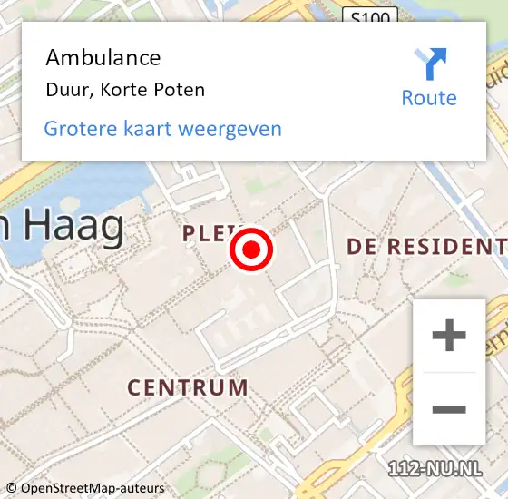 Locatie op kaart van de 112 melding: Ambulance Duur, Korte Poten op 23 juni 2017 13:24