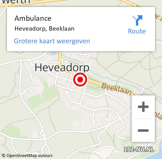 Locatie op kaart van de 112 melding: Ambulance Heveadorp, Beeklaan op 23 juni 2017 14:00