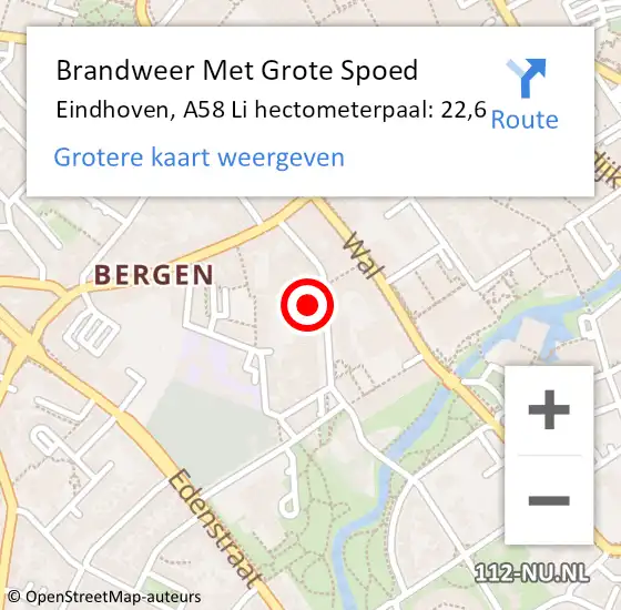 Locatie op kaart van de 112 melding: Brandweer Met Grote Spoed Naar Eindhoven, A58 Li hectometerpaal: 22,6 op 23 juni 2017 15:02