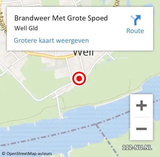 Locatie op kaart van de 112 melding: Brandweer Met Grote Spoed Naar Well Gld op 24 januari 2014 18:26