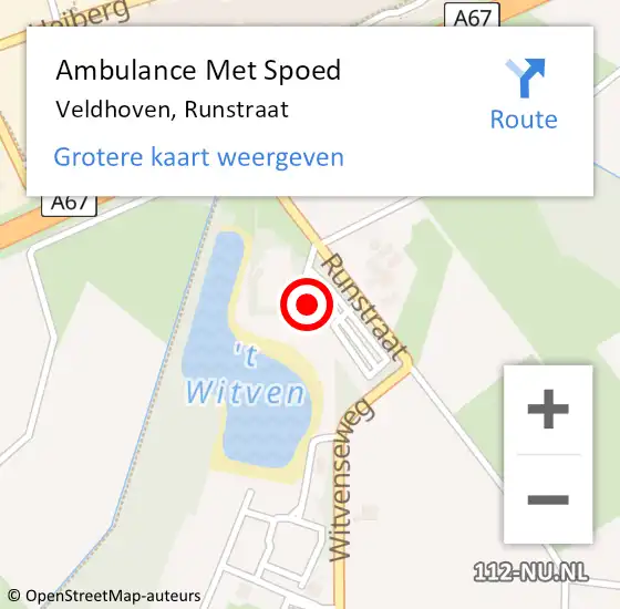 Locatie op kaart van de 112 melding: Ambulance Met Spoed Naar Veldhoven, Runstraat op 23 juni 2017 17:34