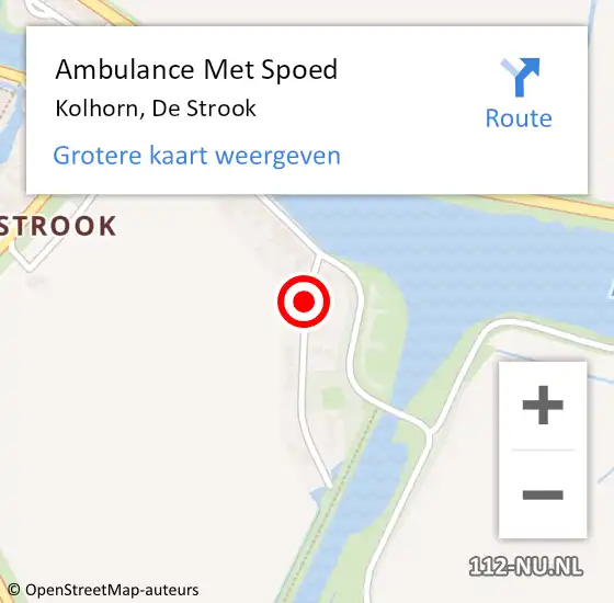 Locatie op kaart van de 112 melding: Ambulance Met Spoed Naar Kolhorn, De Strook op 23 juni 2017 17:47
