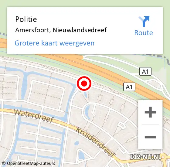 Locatie op kaart van de 112 melding: Politie Amersfoort, Nieuwlandsedreef op 23 juni 2017 17:54