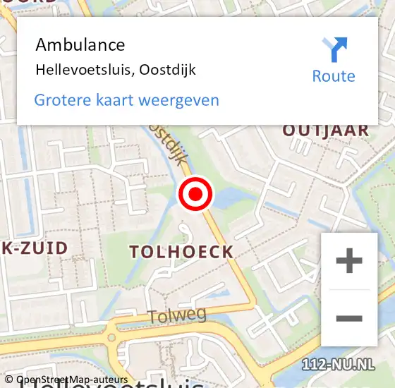 Locatie op kaart van de 112 melding: Ambulance Hellevoetsluis, Oostdijk op 23 juni 2017 17:57