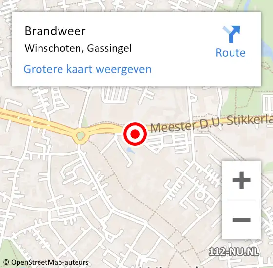 Locatie op kaart van de 112 melding: Brandweer Winschoten, Gassingel op 23 juni 2017 18:26