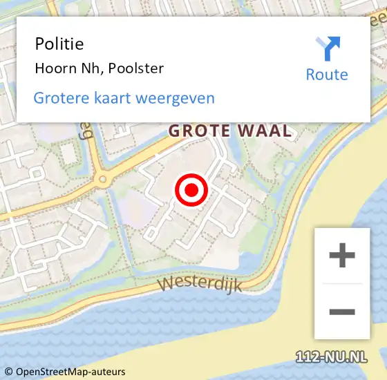 Locatie op kaart van de 112 melding: Politie Hoorn Nh, Poolster op 23 juni 2017 18:43