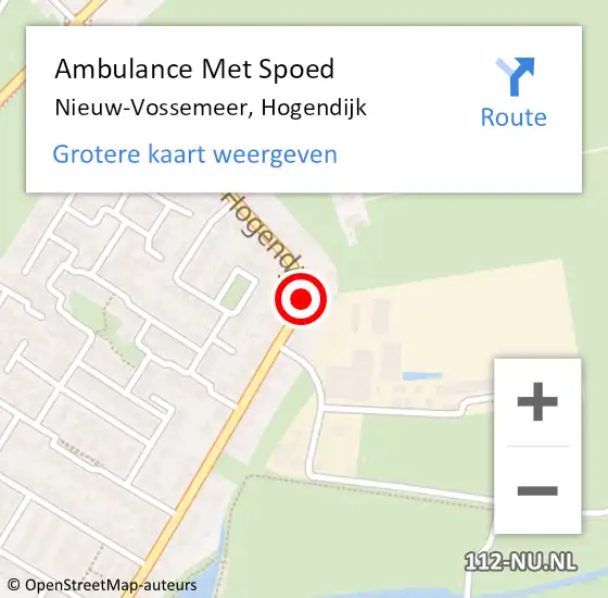 Locatie op kaart van de 112 melding: Ambulance Met Spoed Naar Nieuw-Vossemeer, Hogendijk op 23 juni 2017 18:59