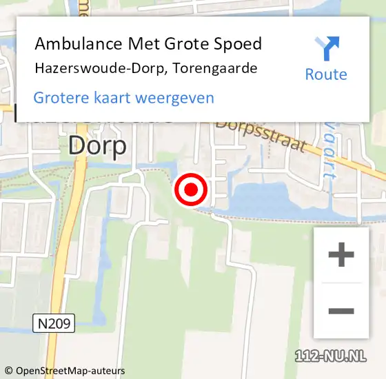 Locatie op kaart van de 112 melding: Ambulance Met Grote Spoed Naar Hazerswoude-Dorp, Torengaarde op 23 juni 2017 19:03