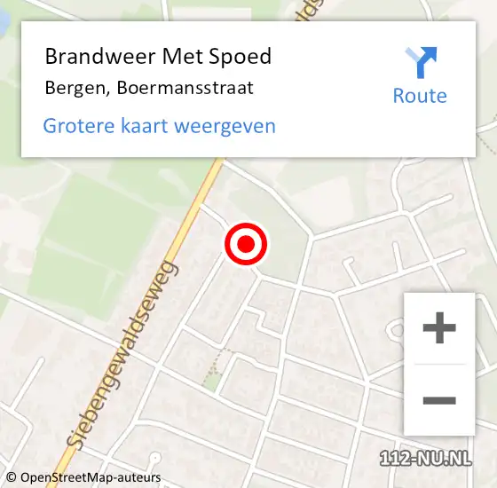 Locatie op kaart van de 112 melding: Brandweer Met Spoed Naar Bergen, Boermansstraat op 23 juni 2017 20:23