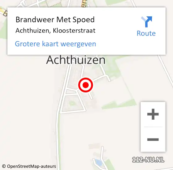 Locatie op kaart van de 112 melding: Brandweer Met Spoed Naar Achthuizen, Kloosterstraat op 23 juni 2017 20:50