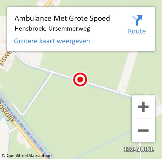 Locatie op kaart van de 112 melding: Ambulance Met Grote Spoed Naar Hensbroek, Ursemmerweg op 23 juni 2017 21:11