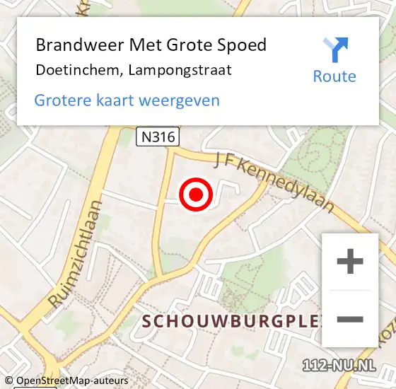 Locatie op kaart van de 112 melding: Brandweer Met Grote Spoed Naar Doetinchem, Lampongstraat op 23 juni 2017 21:17