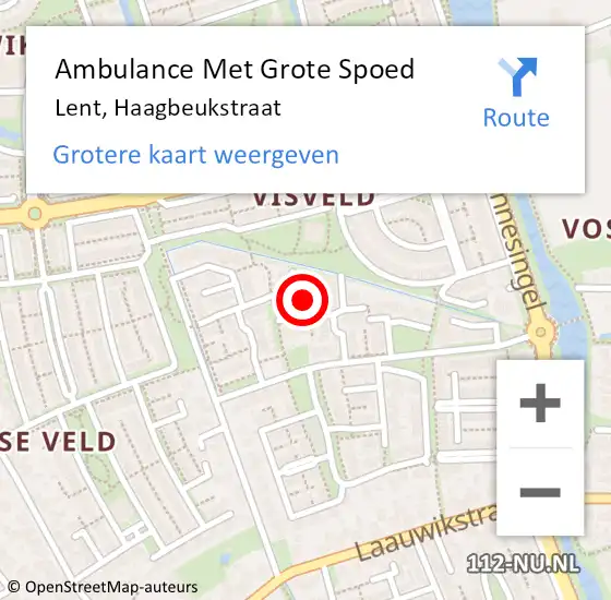 Locatie op kaart van de 112 melding: Ambulance Met Grote Spoed Naar Lent, Haagbeukstraat op 23 juni 2017 21:46