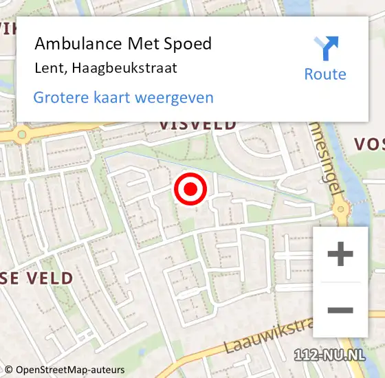 Locatie op kaart van de 112 melding: Ambulance Met Spoed Naar Lent, Haagbeukstraat op 23 juni 2017 21:47