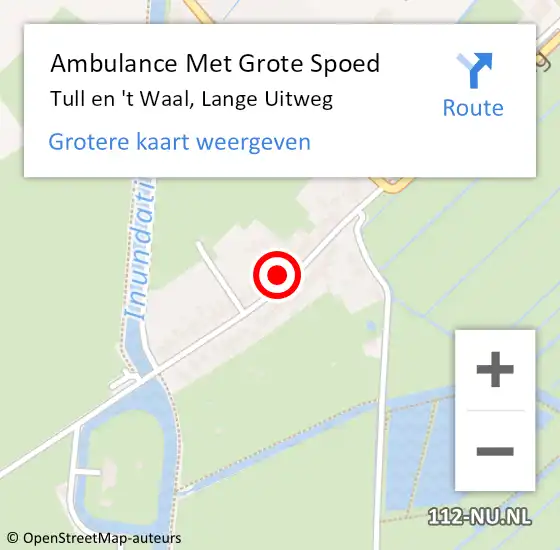 Locatie op kaart van de 112 melding: Ambulance Met Grote Spoed Naar Tull en 't Waal, Lange Uitweg op 23 juni 2017 21:58