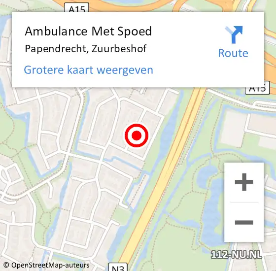 Locatie op kaart van de 112 melding: Ambulance Met Spoed Naar Papendrecht, Zuurbeshof op 23 juni 2017 22:00