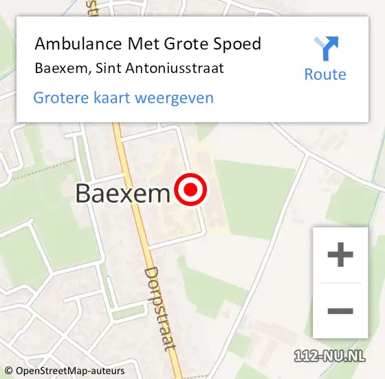 Locatie op kaart van de 112 melding: Ambulance Met Grote Spoed Naar Baexem, Sint Antoniusstraat op 23 juni 2017 22:21