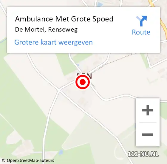 Locatie op kaart van de 112 melding: Ambulance Met Grote Spoed Naar De Mortel, Renseweg op 23 juni 2017 23:53