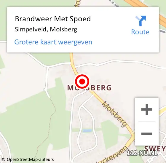 Locatie op kaart van de 112 melding: Brandweer Met Spoed Naar Simpelveld, Molsberg op 24 juni 2017 01:22