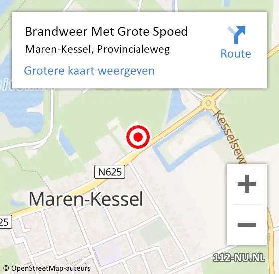 Locatie op kaart van de 112 melding: Brandweer Met Grote Spoed Naar Maren-Kessel, Provincialeweg op 24 juni 2017 01:33