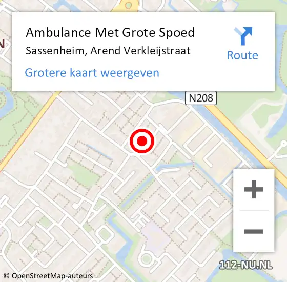 Locatie op kaart van de 112 melding: Ambulance Met Grote Spoed Naar Sassenheim, Arend Verkleijstraat op 24 juni 2017 01:37