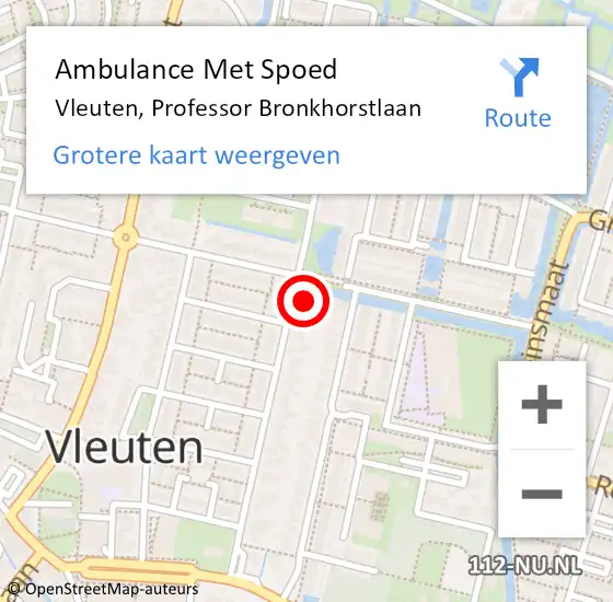 Locatie op kaart van de 112 melding: Ambulance Met Spoed Naar Vleuten, Professor Bronkhorstlaan op 24 juni 2017 01:48