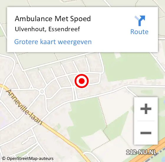 Locatie op kaart van de 112 melding: Ambulance Met Spoed Naar Ulvenhout, Essendreef op 24 juni 2017 02:13