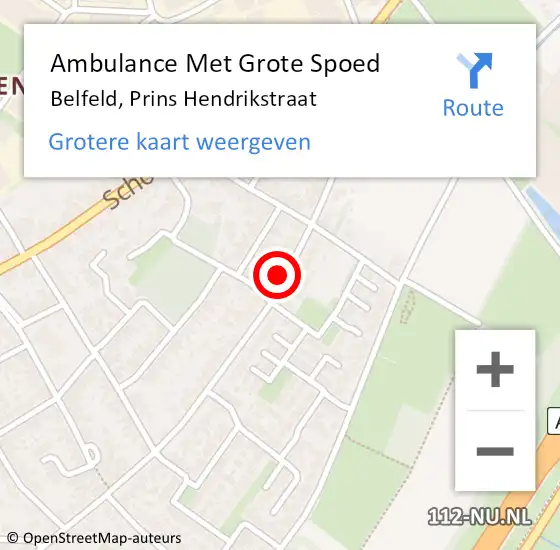 Locatie op kaart van de 112 melding: Ambulance Met Grote Spoed Naar Belfeld, Prins Hendrikstraat op 24 juni 2017 02:51