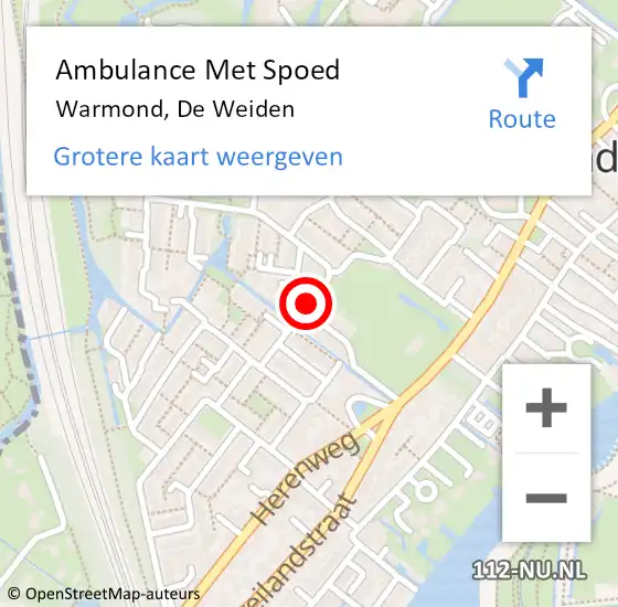 Locatie op kaart van de 112 melding: Ambulance Met Spoed Naar Warmond, De Weiden op 24 juni 2017 05:19