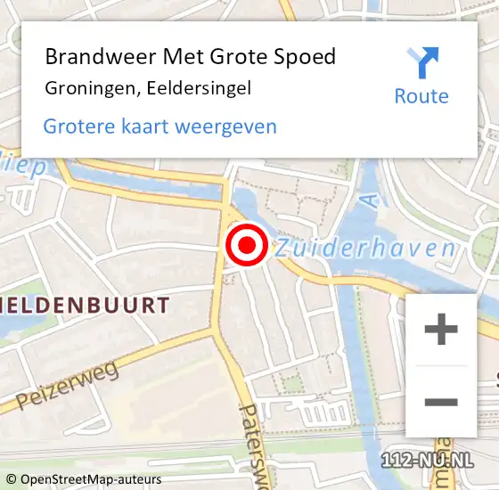 Locatie op kaart van de 112 melding: Brandweer Met Grote Spoed Naar Groningen, Eeldersingel op 24 juni 2017 05:31