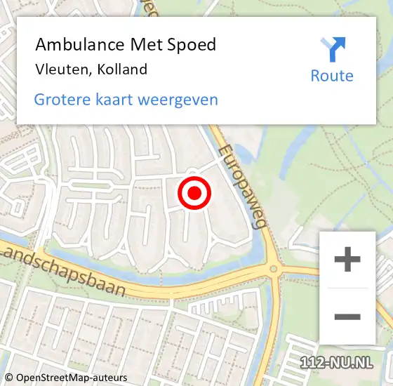 Locatie op kaart van de 112 melding: Ambulance Met Spoed Naar Vleuten, Kolland op 24 juni 2017 05:47