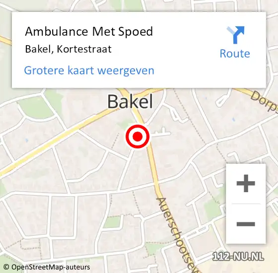 Locatie op kaart van de 112 melding: Ambulance Met Spoed Naar Bakel, Kortestraat op 24 juni 2017 08:13