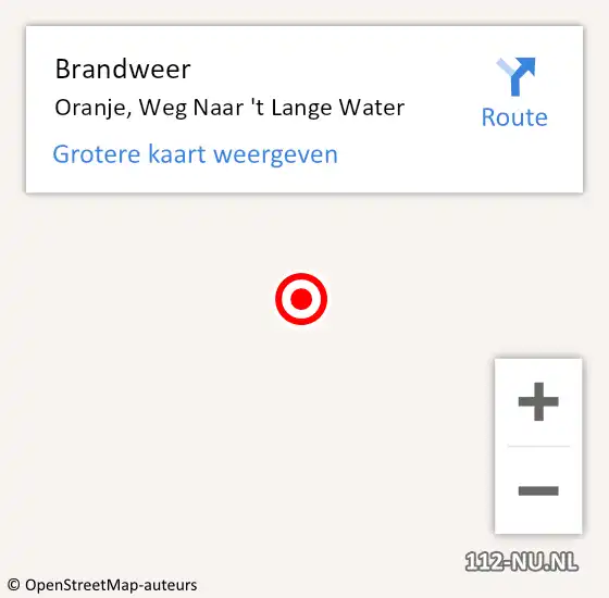 Locatie op kaart van de 112 melding: Brandweer Oranje, Weg Naar 't Lange Water op 24 juni 2017 09:03