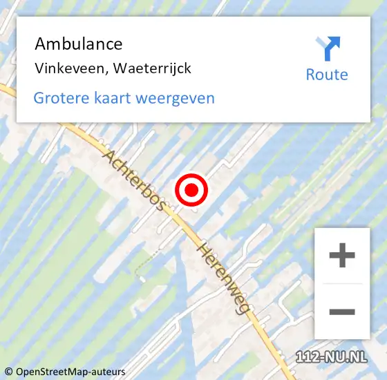 Locatie op kaart van de 112 melding: Ambulance Vinkeveen, Waeterrijck op 24 juni 2017 09:31