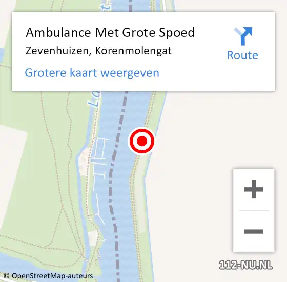 Locatie op kaart van de 112 melding: Ambulance Met Grote Spoed Naar Zevenhuizen, Korenmolengat op 24 juni 2017 09:40