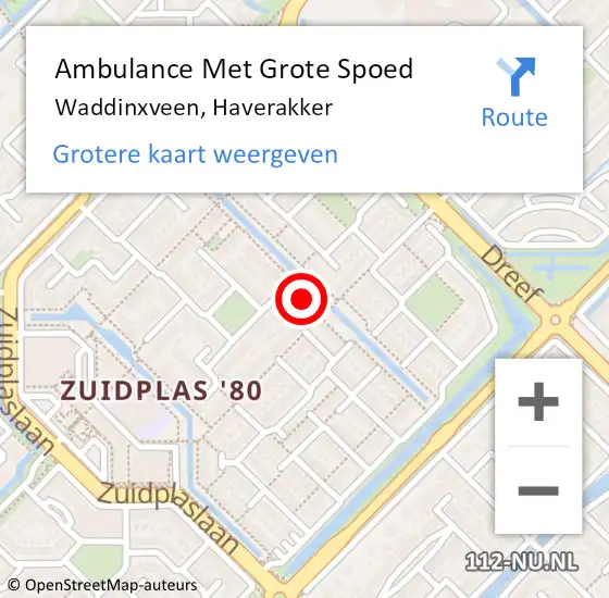 Locatie op kaart van de 112 melding: Ambulance Met Grote Spoed Naar Waddinxveen, Haverakker op 24 juni 2017 09:47